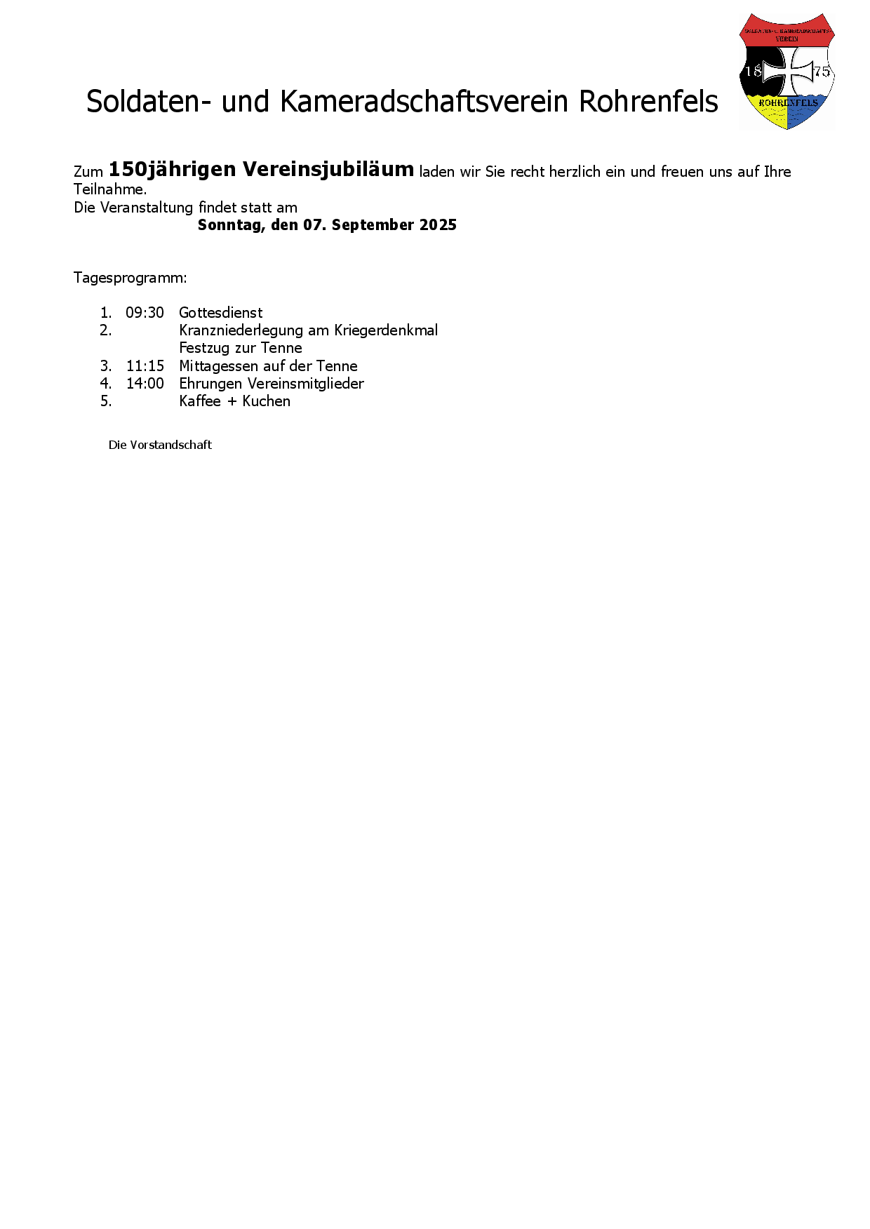 150 Jahre SKV Rohrenfels