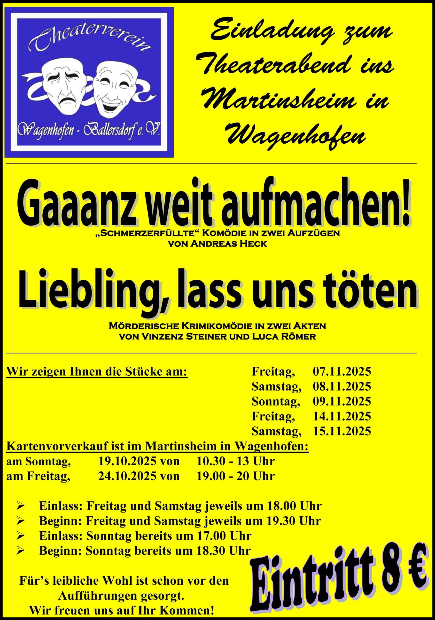 Kartenvorverkauf Theaterverein Wagenhofen-Ballersdorf