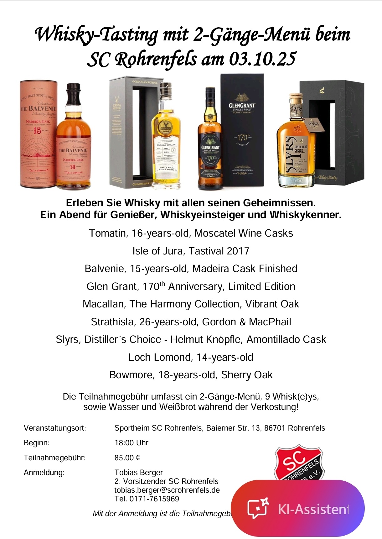 Whiskey-Tasting SC Rohrenfels