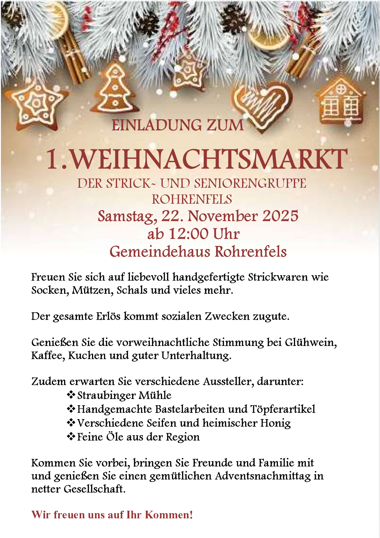 Weihnachtsmarkt der Seniorengruppe am 22.11.2025