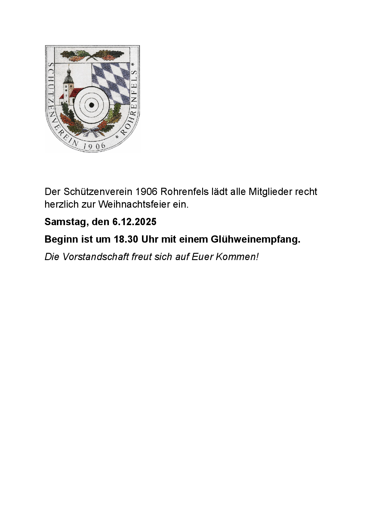 Schützen Rohrenfels - Weihnachtsfeier